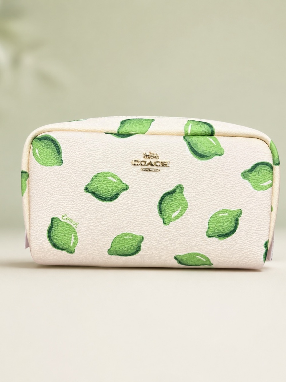 Coach Green Lemon Print Cosmetic Pouch
